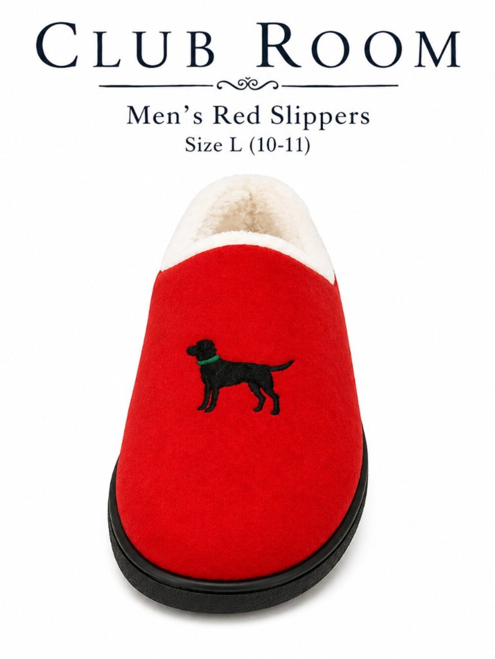 Club Room Red Slippers Mens Size L 10-11 Cozy Memory Foam Indoor Outdoor